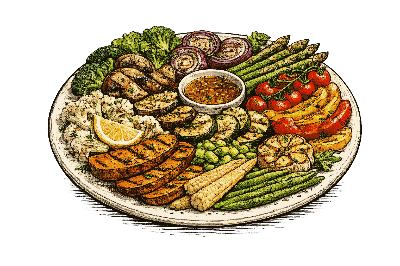 Assiette de légumes rôtis — restaurant veggie à Grenoble